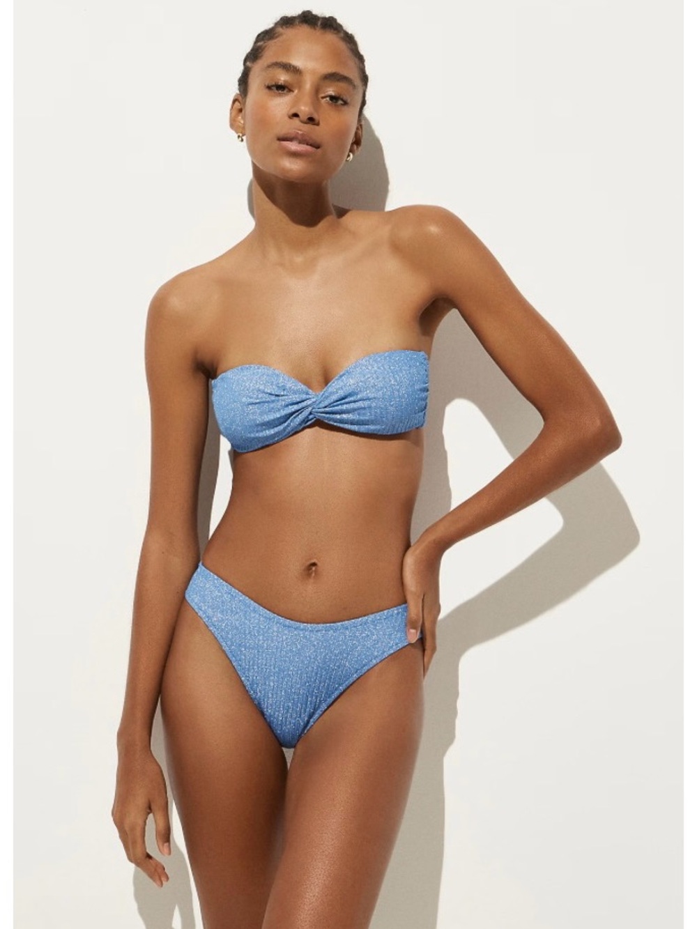 J. Crew Sunny Sparkle Rib Bikini Bottom Brilliant Ocean Blue